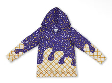 Load image into Gallery viewer, Purple Gold Ice Cream Drip Game Day Hoodie