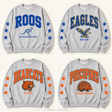 Load image into Gallery viewer, Weatherford, Brock, Aledo and Springtown jumbo spirit crewneck previews