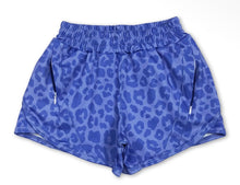 Load image into Gallery viewer, Royal blue leopard kids game day shorts
