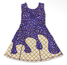 Load image into Gallery viewer, Purple and gold Ice Cream Drip Game Day Dress
