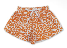 Load image into Gallery viewer, Orange leopard kids game day shorts
