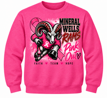 Load image into Gallery viewer, Mineral Wells Pink Out Ram Mascot crewneck
