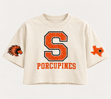Load image into Gallery viewer, Springtown Porcupines vintage crop Design 1 in Ivory
