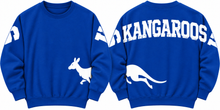 Load image into Gallery viewer, Weatherford Kangaroos front and back crewneck in royal blue
