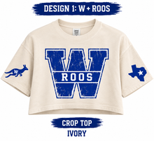 Load image into Gallery viewer, Weatherford Roos vintage crop top Design 1 in ivory

