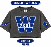 Load image into Gallery viewer, Weatherford Roos vintage crop top Design 1 in pepper
